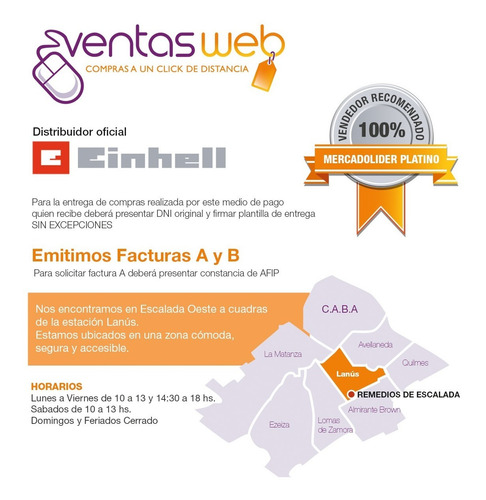 Imagen 8 de 8 de Compresor Portátil Einhell Electrico 1100w Set De Inflado