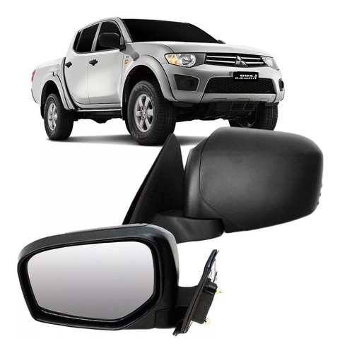 Retrovisor L200 Triton 2008 A 2013 Preto Elétrico Direito