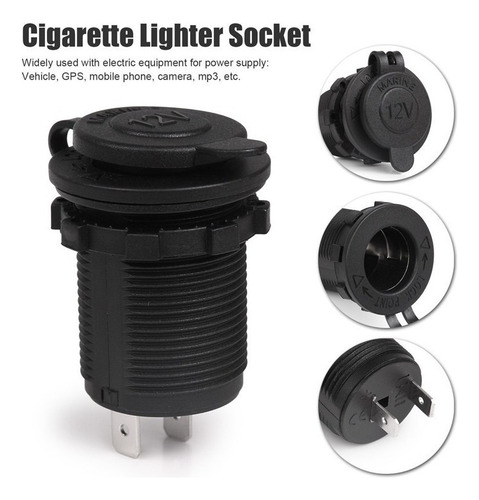 Ch Tomada 12v 24v Plug Acendedor Fêmea Cigarro Moto Carro +