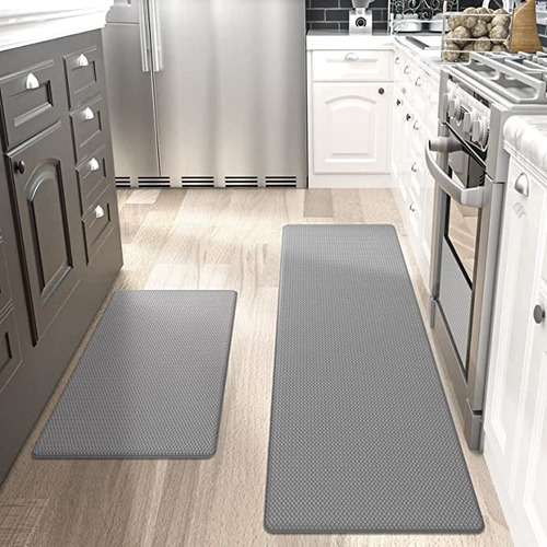 2 Alfombras Anti Fatiga Para Cocina 43x74 Y 43x150 Cm Gris