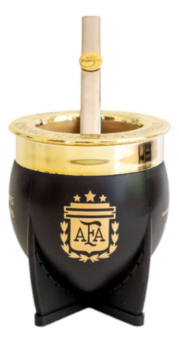 Mate Pampa Seleccion Argentina Negro Con Aro Dorado