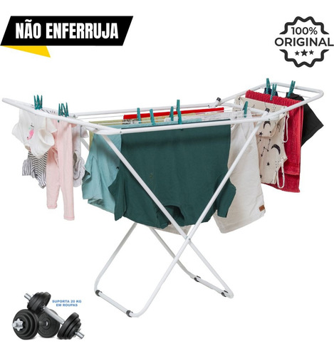 Varal De Chão Com Abas Dobrável Slim Resistente Aço