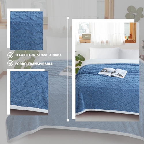 Frazada Colcha Con Sherpa Polar 2 Plazas De 230x200cm