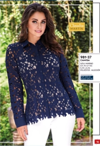 Blusa 98137 Camisa Bordado Crochet Manga Larga | Envío gratis