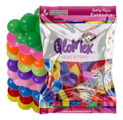 Globos Glomex 12 Liso Latex 100 Unidades Colores A Elegir