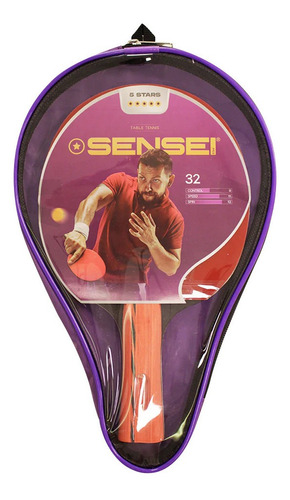 Imagen 2 de 9 de Paleta de ping pong Sensei 5 Star negra y roja