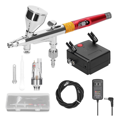 Kit Aerógrafo Profesional Compresor Aire Pintura Model 0.3 M