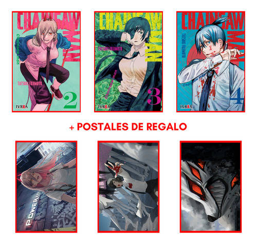 Combo Chainsaw Man 2 A 4 + 3 Postales - Manga - Ivrea