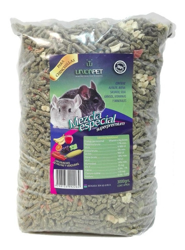 Alimento Chinchilla Mezcla Especial Balanceado Promo 3 Kg 