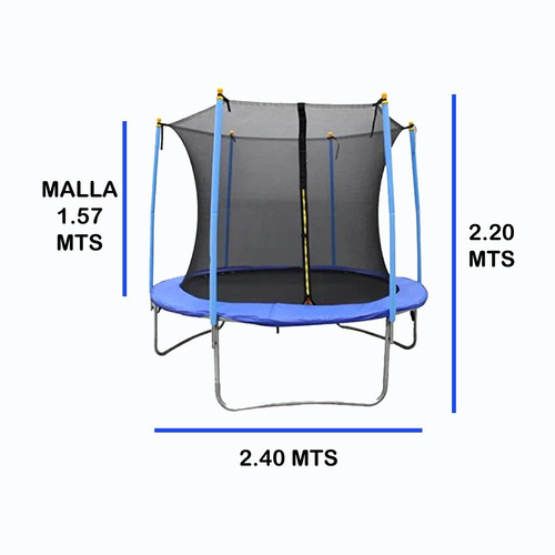 Brincolin Trampolín Infantil 8 Ft 2.40 Mts Diámetro tumbling Homex Azul con cama elástica para niños.