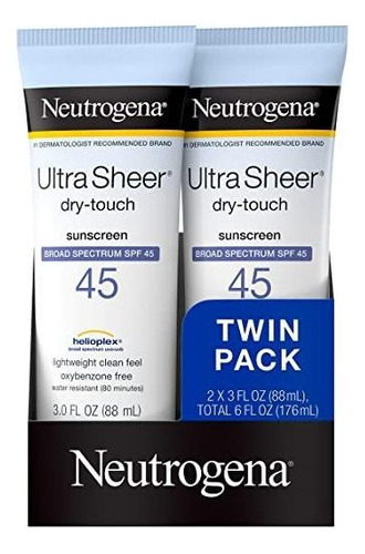 2x Neutrogena Protector Solar Ultra Sheer Dry-touch 45 Fps