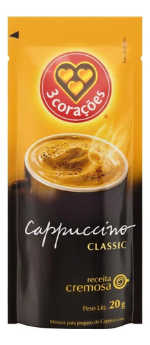 Café instantâneo cappuccino 3 Corações Cappuccino Cappuccino Baunilha clássico sem glúten sachê 20 g