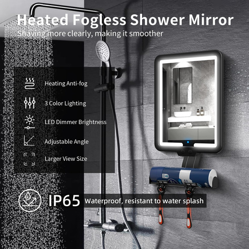 Espelho De Chuveiro Suupvaor Heated Fogless W/light, 3 Modos
