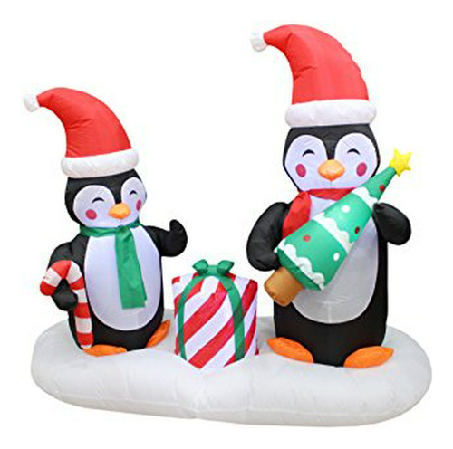 6 Pies De Largo De Navidad Inflable Dos Feliz Pingüinos Que 