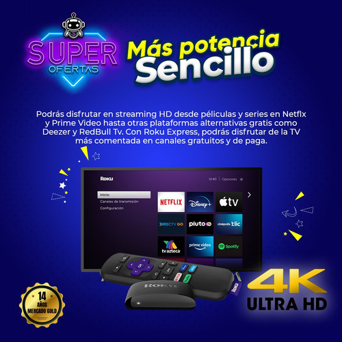 Imagen 2 de 6 de Roku Premiere 4k Convierte Tv Smart = Google Chromecast !!!