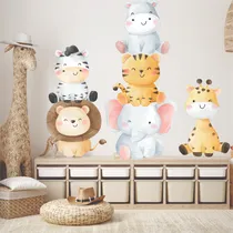 Comprar Vinilo Infantil Selva Animales Acuarela Grande - Jirafa Leon