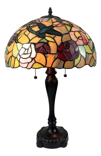 Lámpara De Mesa Tiffany Vintage Amora - Luz Nocturna De Mesa