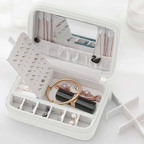Imagen 2 de 5 de Alhajero Caja Organizadora Para Joyas Anillos Aros Espejo