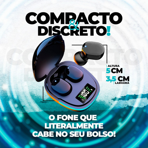 Fone De Ouvido Bluetooth Sem Fio Maxnova 5.1 Tws Com Case Led Cor Preto