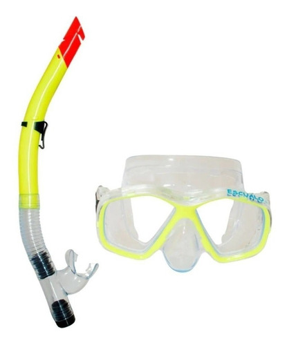 Combo Mascara Y Snorkel Escualo Modelo Recre - Amarillo