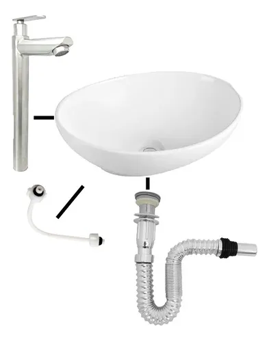 Combo Lvm Velenty + Griferia Agua Fria Pico Recto + Push