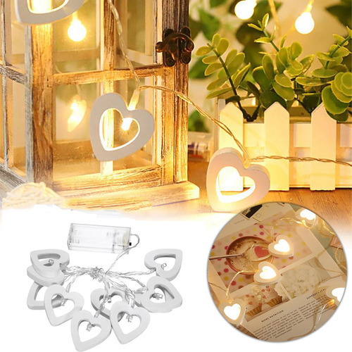 Cadena De Lámparas Led De Madera Con Forma De Amor Con Bater