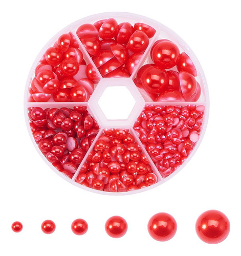 Ph Pandahall 690pcs 6 Tamanos Rojo Cabujon De Perlas Con E