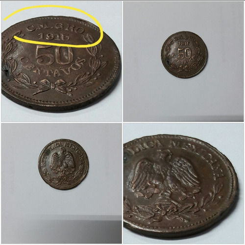 Moneda Colección, 50 Cent. 1915. Campo Morado, Guerrero. (Usado)