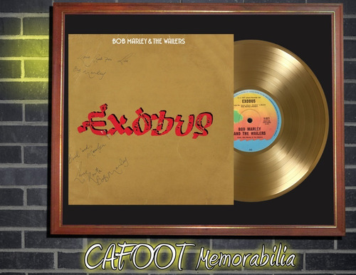 Bob Marley Exodus Tapa Lp Firmada Y Disco Oro En Cuadro