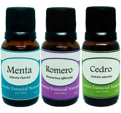 3 Aceites Esenciales Menta Romero Cedro 15ml Envio Gratis