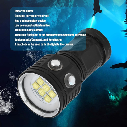 Led Diving Flashlight Ipx8 Photography Dive Torch 3 For