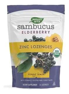 Nature's Way Sambucus Zinc Pastillas Miel Limón 24 Pastillas