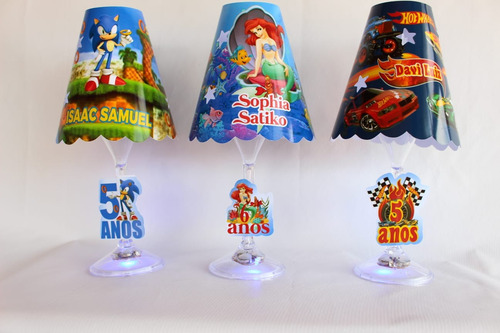 Abajur Com Led Para Festa Infantil - Temos Todos Os Temas