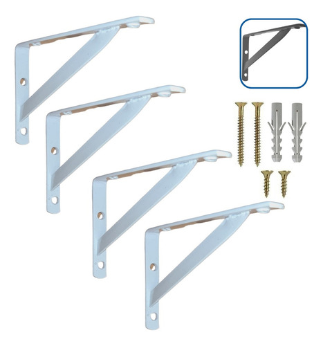 Mão Francesa 25 Cm 4 Pçs Suporte Cantoneira Para Prateleira