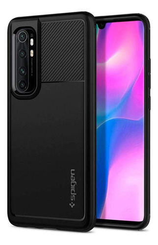 Estuche Funda Forro | Para Xiaomi Mi Note 10 Lite | Spigen Rugged Armor | Color Negro | Protección Antichoque | Acabados Premium