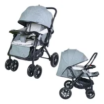 Comprar Cochecito De Bebe Cuna Manija Reversible Asiento Amplio Bipo Color Gris