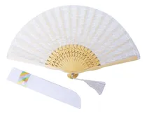 Comprar Abanico De Mano Plegable De Bambú Blanco Para Bodas Y Fiesta