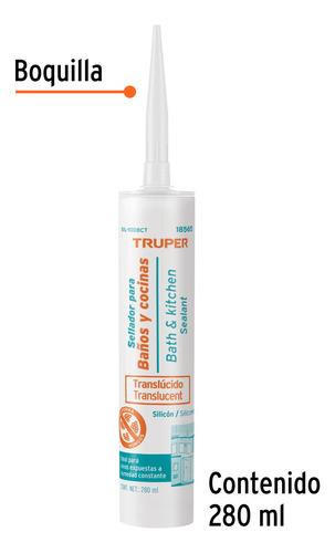 Truper Sellador Translúcido Antihongos Baños Cocina 280 Ml