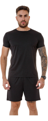 Kit Conjunto Dry Fit Masculina Camiseta Short Academia Slim