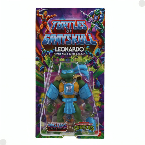 Boneco Origins Leonardo Turtles Of Grayskull Hpr02 Mattel