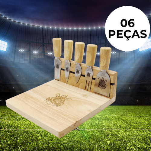 Kit Tabua De Corte Queijo Do Corinthians Com 6 Peças Oficial