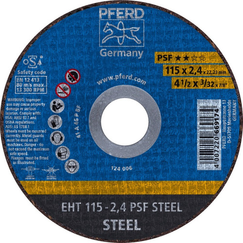 Disco Abrasivo De Corte Fino Pferd T27 Psf 4 1/2 X 3/32