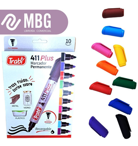 Imagen 3 de 7 de Marcador Permanente Trabi 411 Blister X 10