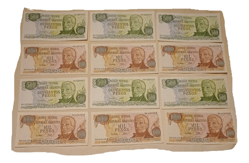 Billetes Antiguos Argentina Pesos Ley 18.188 X 12 Sc Sc-