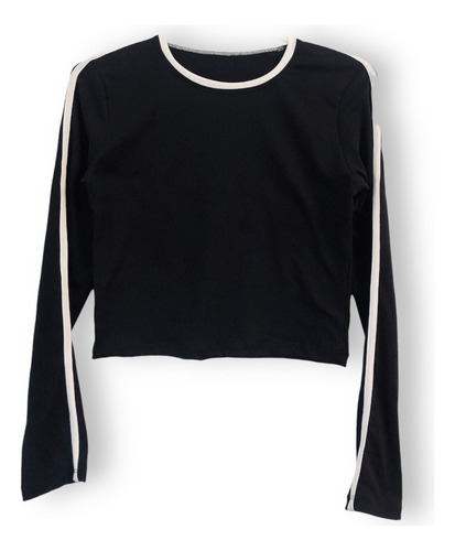Top Remera Manga Larga Bordo Mujer Adolescente Crop
