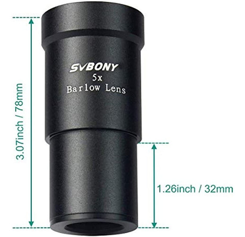 Svbony Barlow Lens 5x 125 Óptica Totalmente Recubierta Metál