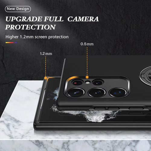 Funda Uso Rudo Anillo Carcasa Para Galaxy S23 Ultra+mica Negro Samsung Galaxy S23 Ultra