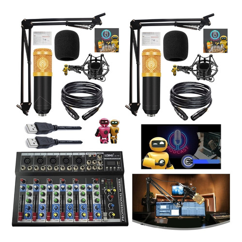 Kit Setup  Webcaster Bancada Podcaster Microfone Condenser 
