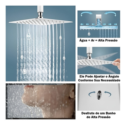 Kit Misturador Monocomando 1/2 Com Ducha Chuveiro Prata Luxo