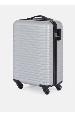 Valija De Viaje Grande L 4 Ruedas Color Plata Importadas Plateado Acanaladas